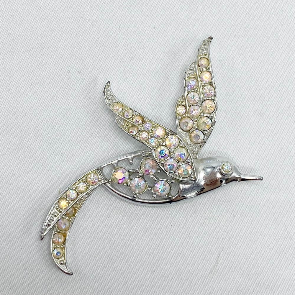Vintage Sarah Coventry Bird of Paradise AB
Rhinestone Silver Brooch Pin